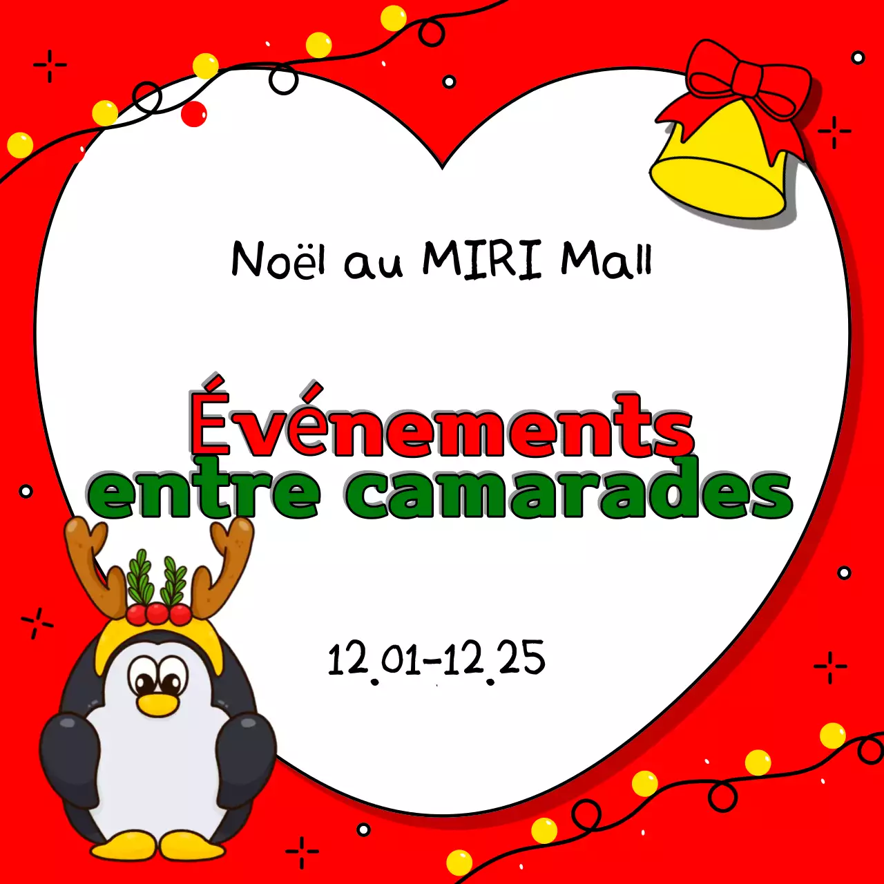 Annoncez votre événement de Noël en rouge et vert avec cette jolie publicité pour un événement de Noël.