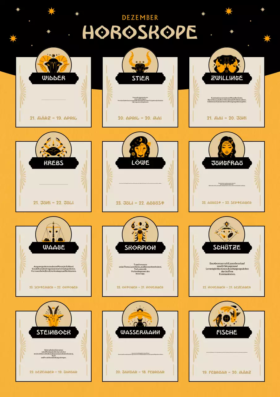 orange vintage horoskop dezember guide