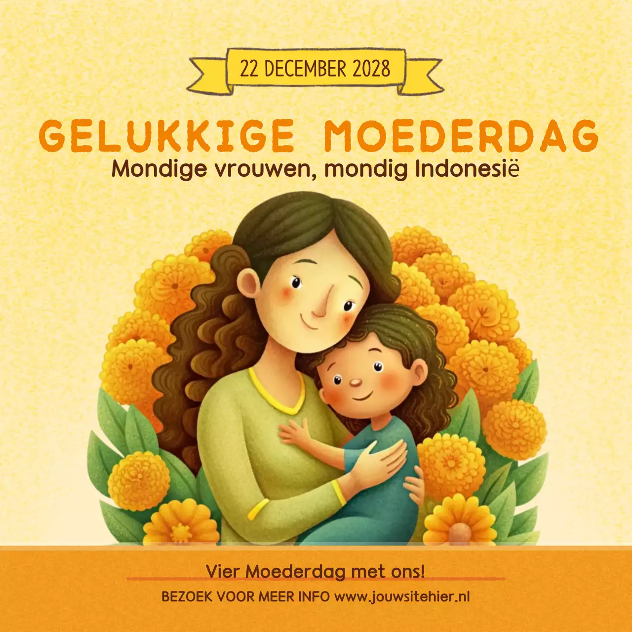 gele gebloemde Moederdagaankondiging