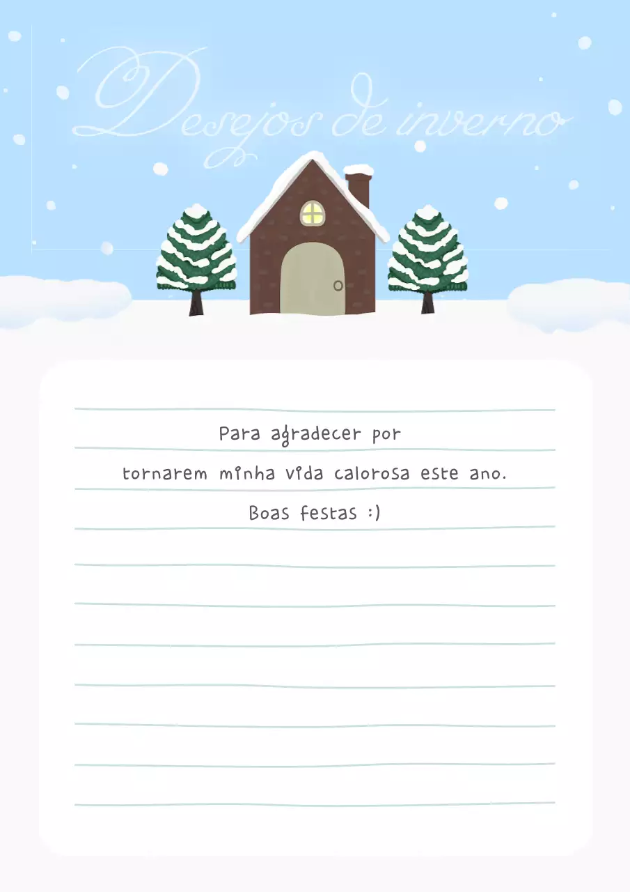 Postal de inverno giro em azul claro