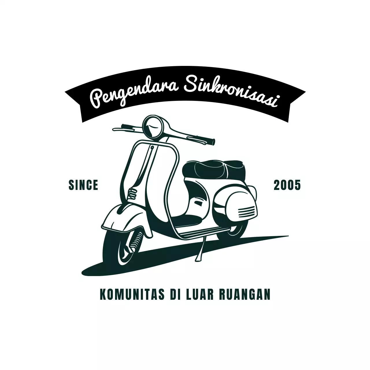 Black Vintage Scooter Advertisement Logo