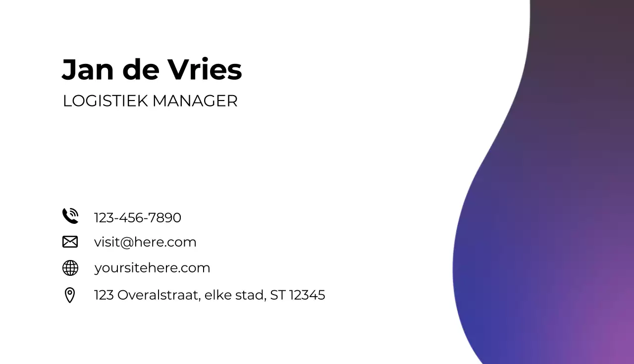 paars modern visitekaartje