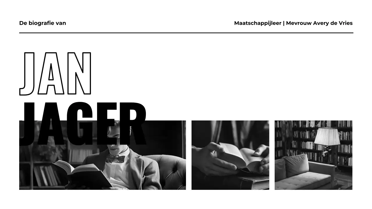 Zwart-wit biografiepresentatie