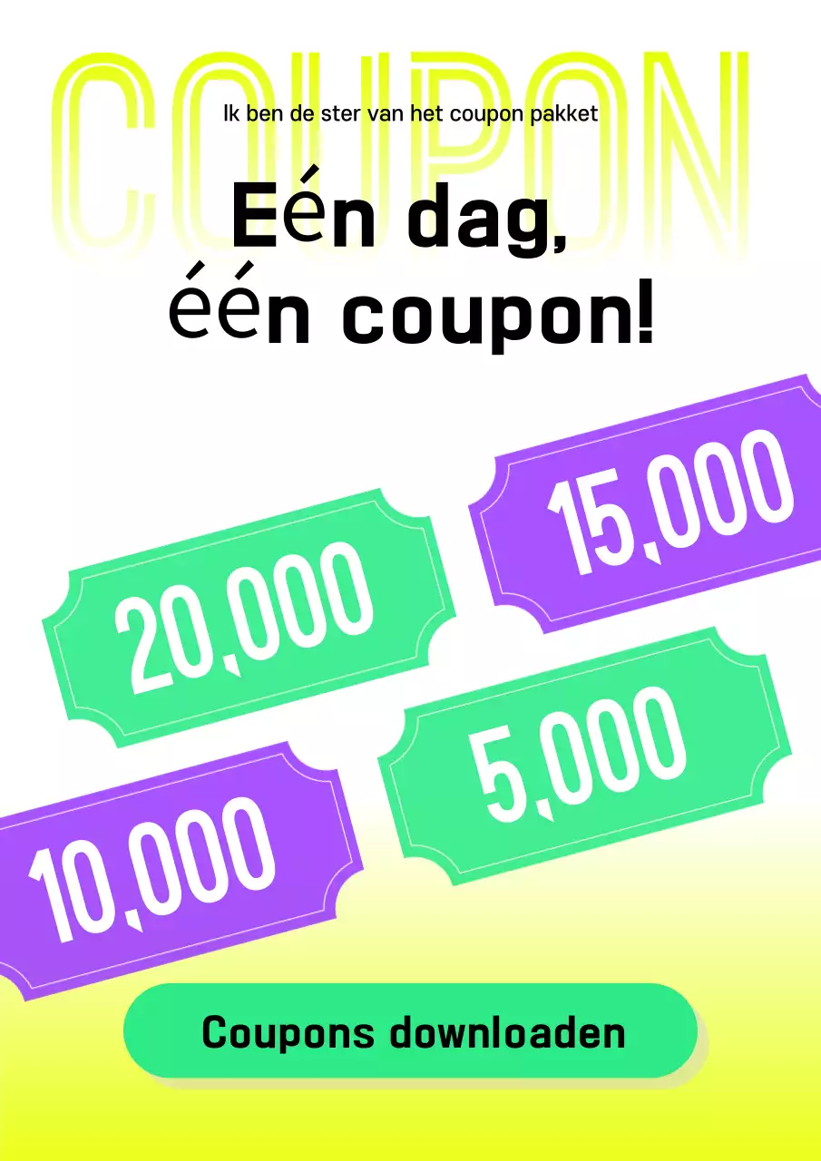 Promoot coupons in een gele en paarse stijl