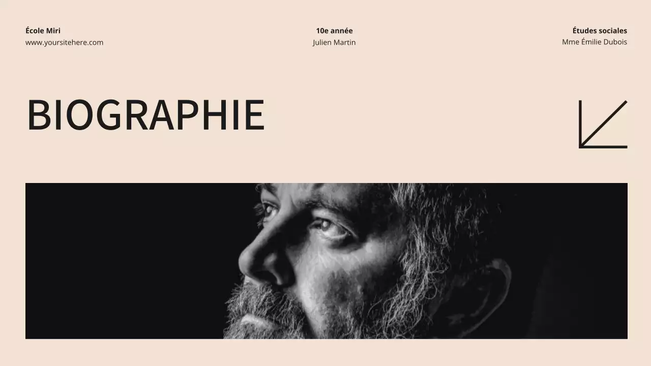 Beige et noir Biographie moderne Matériel de cours Introduction Présentation