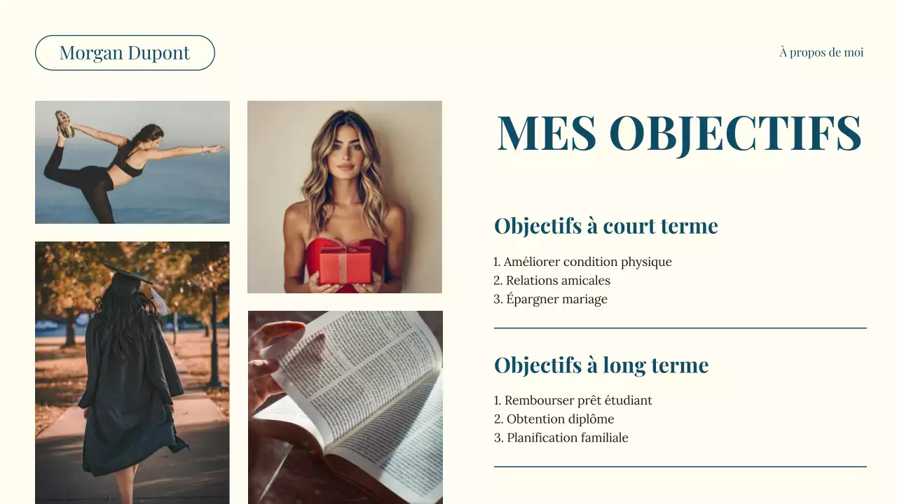 Teal and Beige Modern About Me Introduction