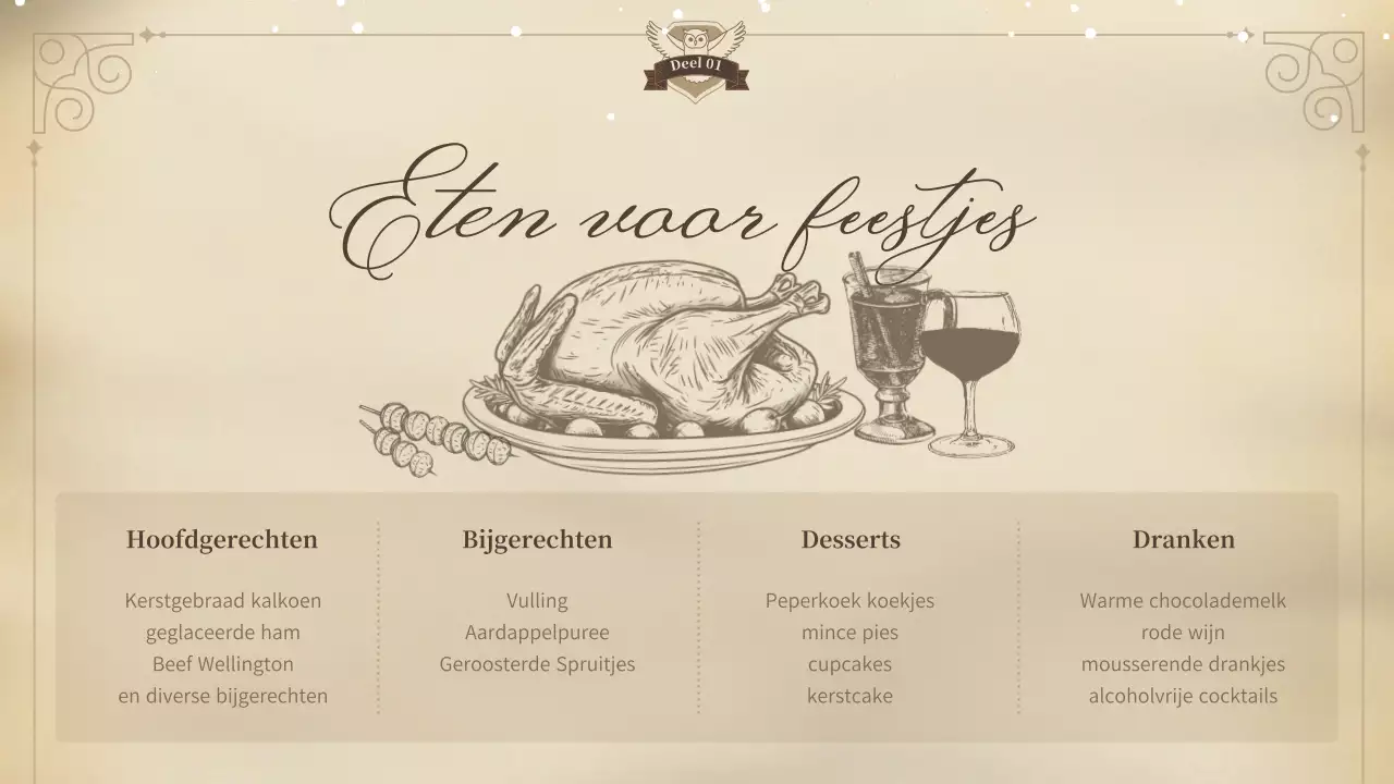 beige klassieke kerstuitnodiging