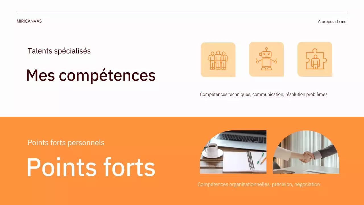 orange moderne moderne pitch d'auto-introduction