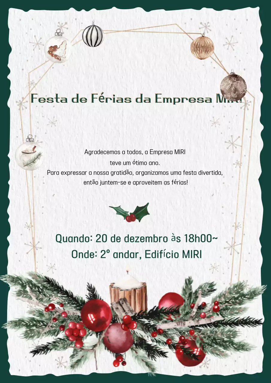 Convite vintage para evento festivo em verde