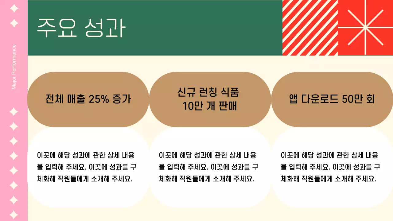 핑크색의 아기자기한 회사 연말 발표자료