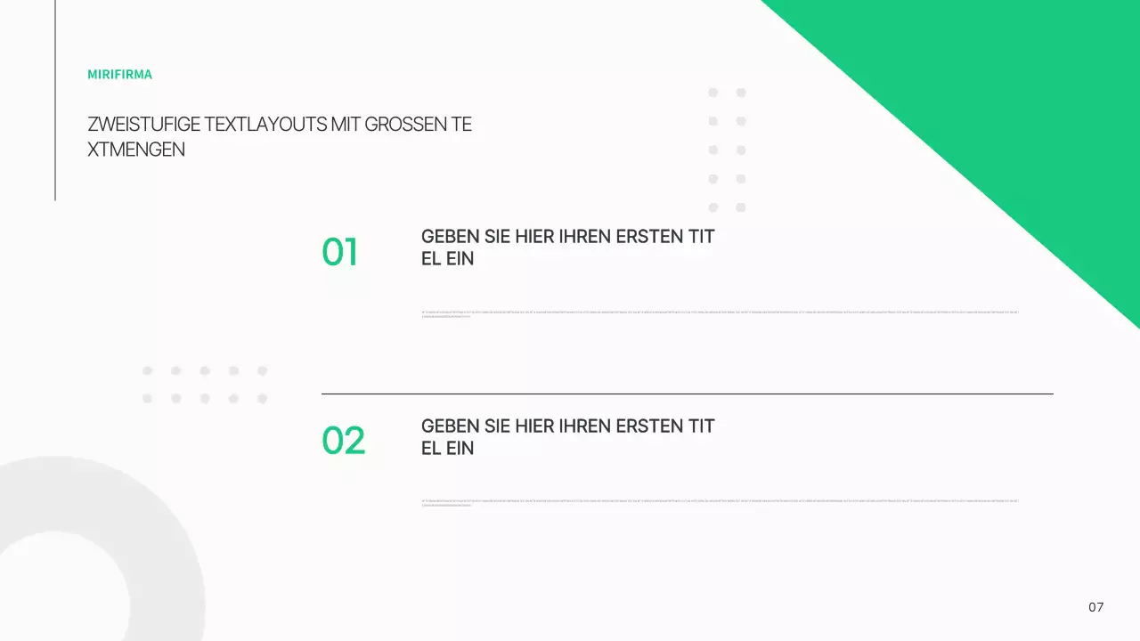 Ein einfacher Geschäftsplan in Weiß und Grün