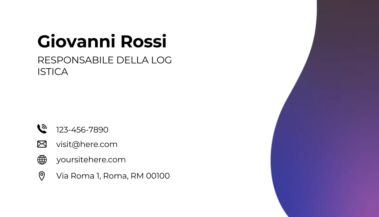 biglietto da visita moderno viola