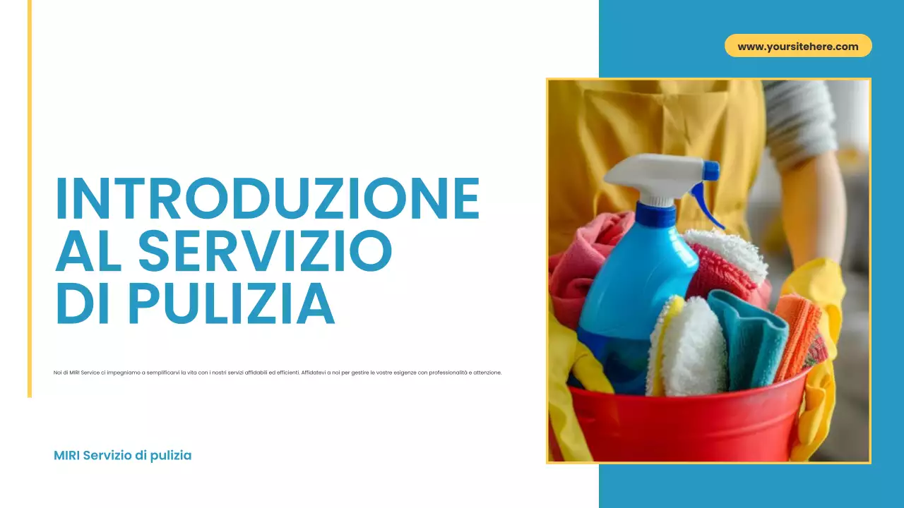 promozione servizio di pulizia moderno giallo blu