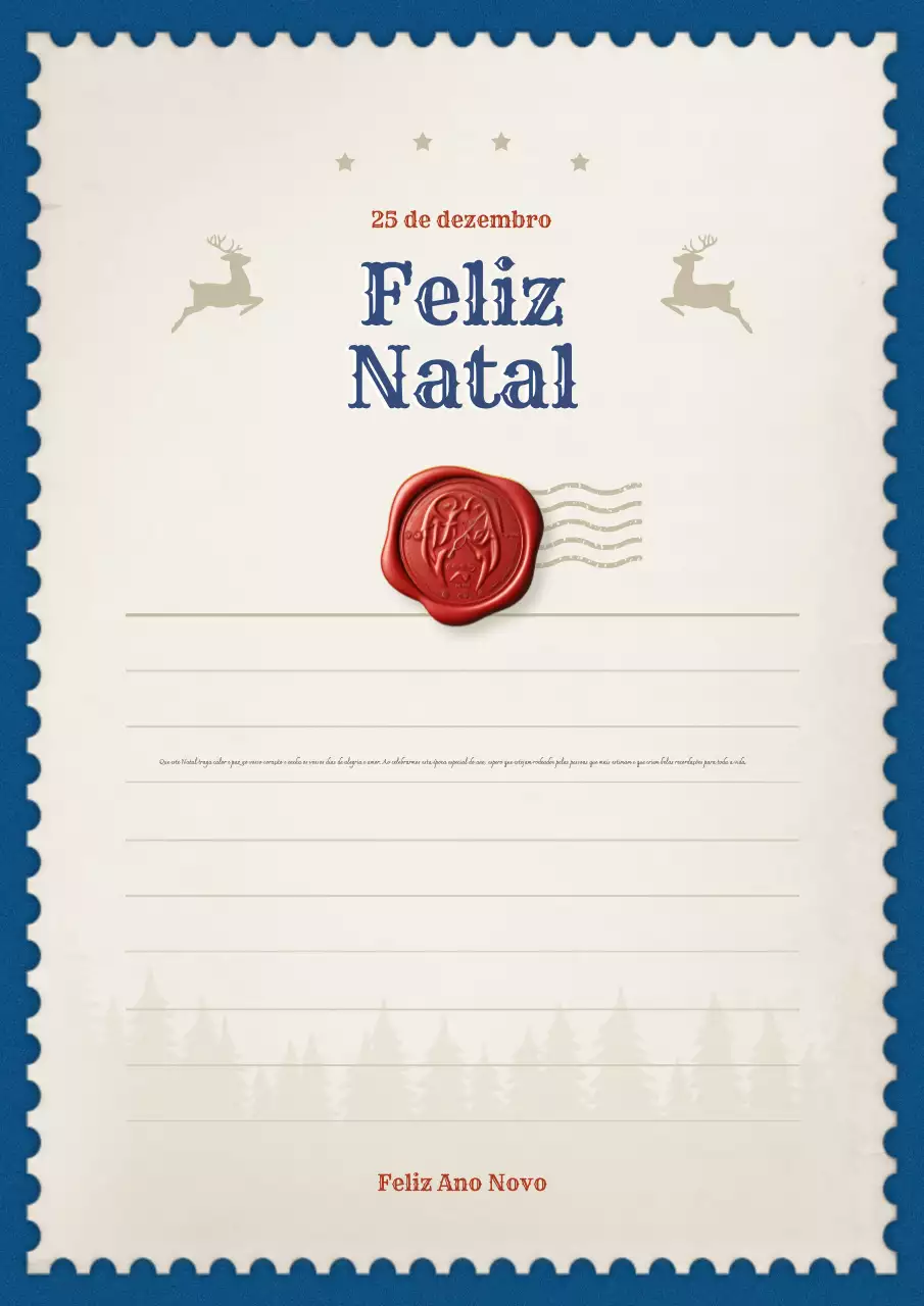 carta de natal vintage azul