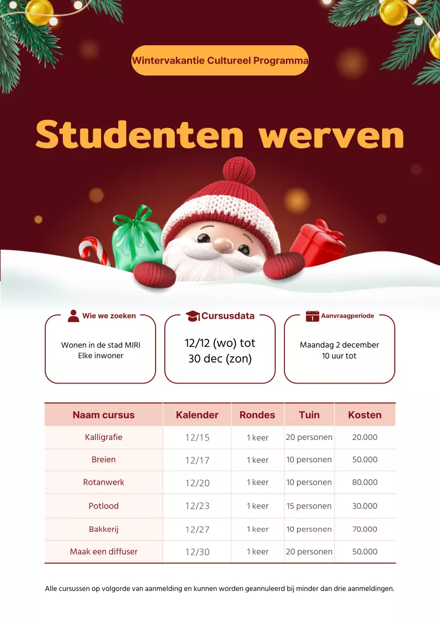 Rode gezellige winterstop werving