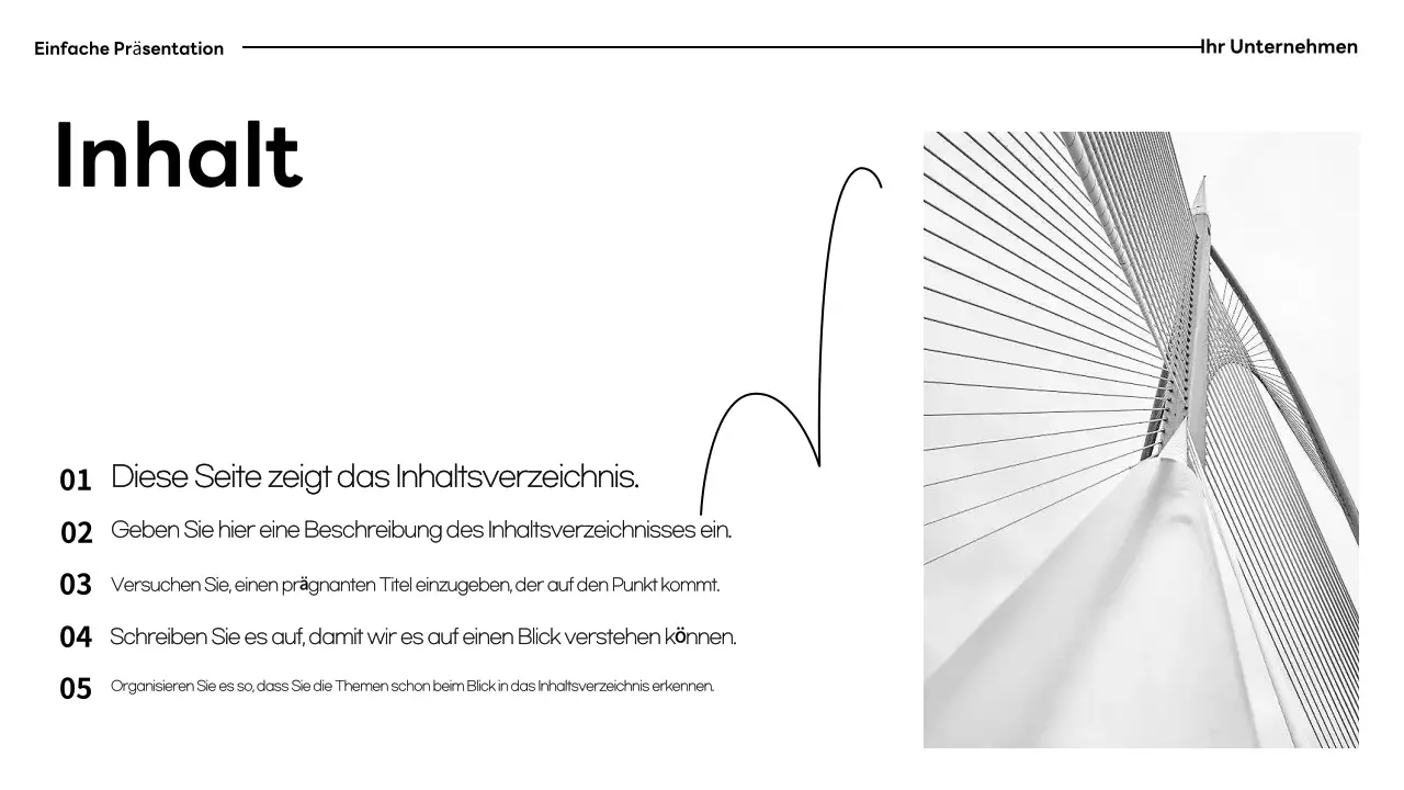 Schwarz-weiße, minimalistische Präsentationsunterlagen