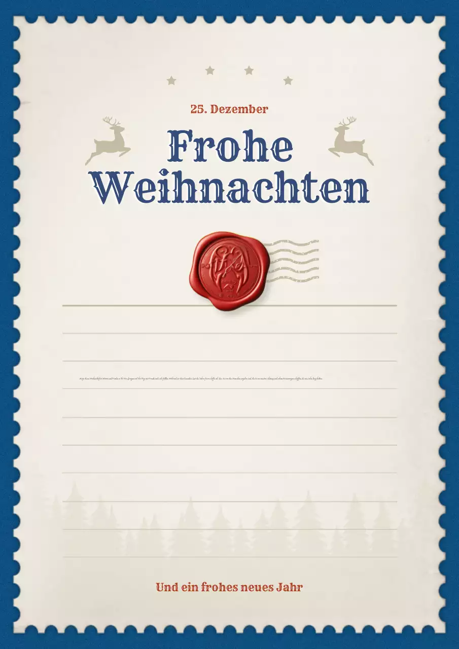 blauer Vintage-Weihnachtsbrief
