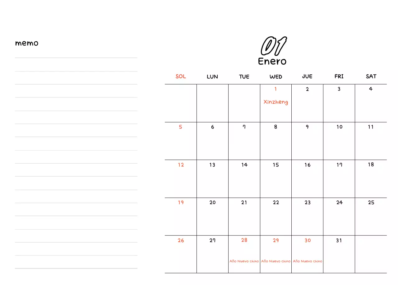 Agenda de Año Nuevo blanca y bonita