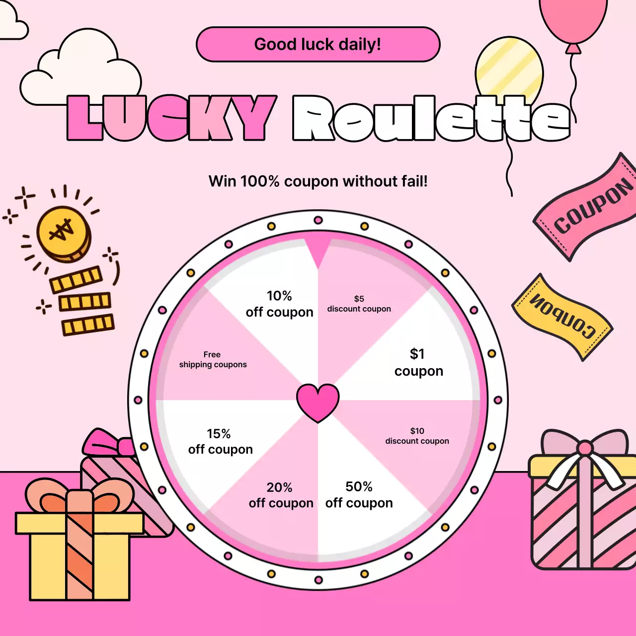 Promosi Kupon Trendi Pink Posting Media Sosial