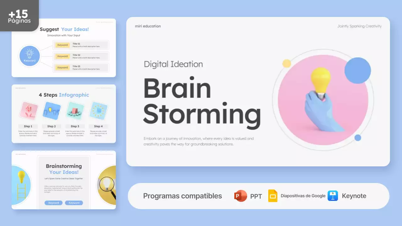 menta y rosa moderno diseño de guía de brainstorming