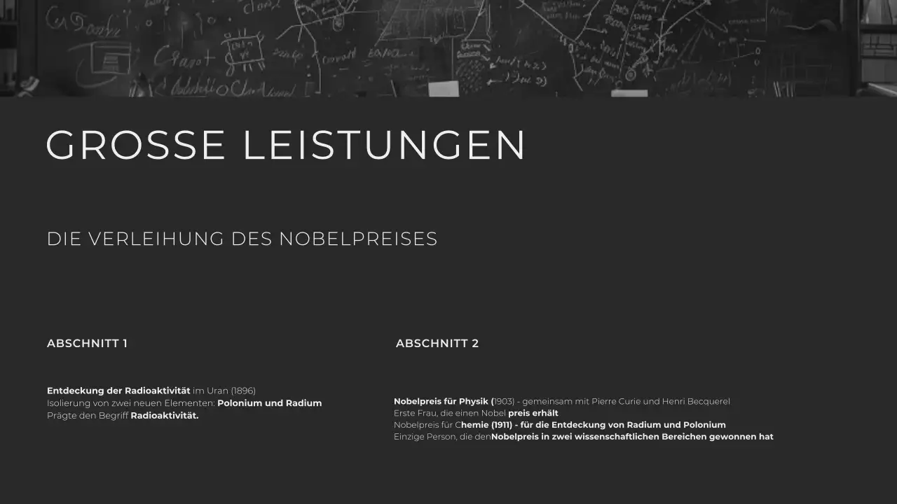 Moderner Minimalist Erkundung des Lebens von Marie Curie Präsentation