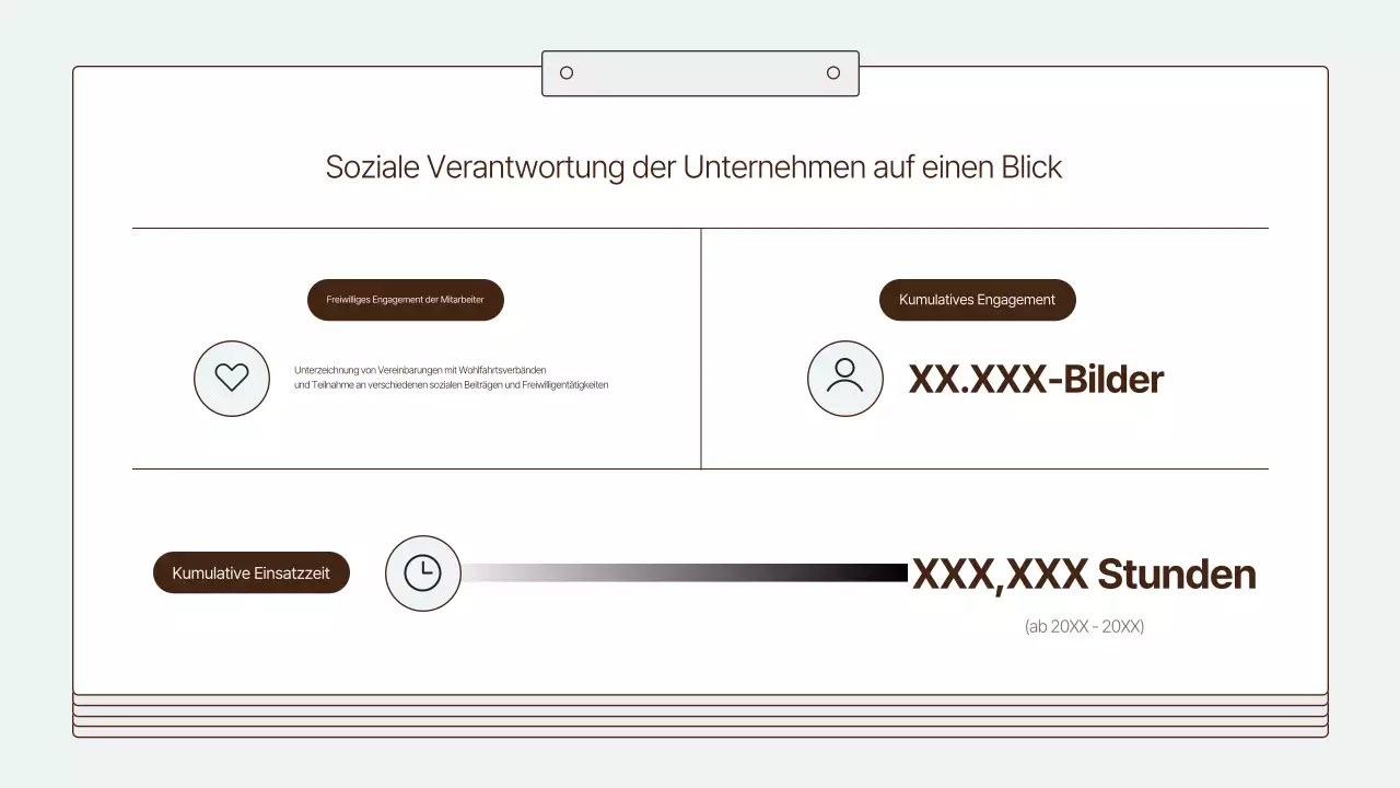 Ein sauberer, hellblauer Bericht zur sozialen Verantwortung von Unternehmen