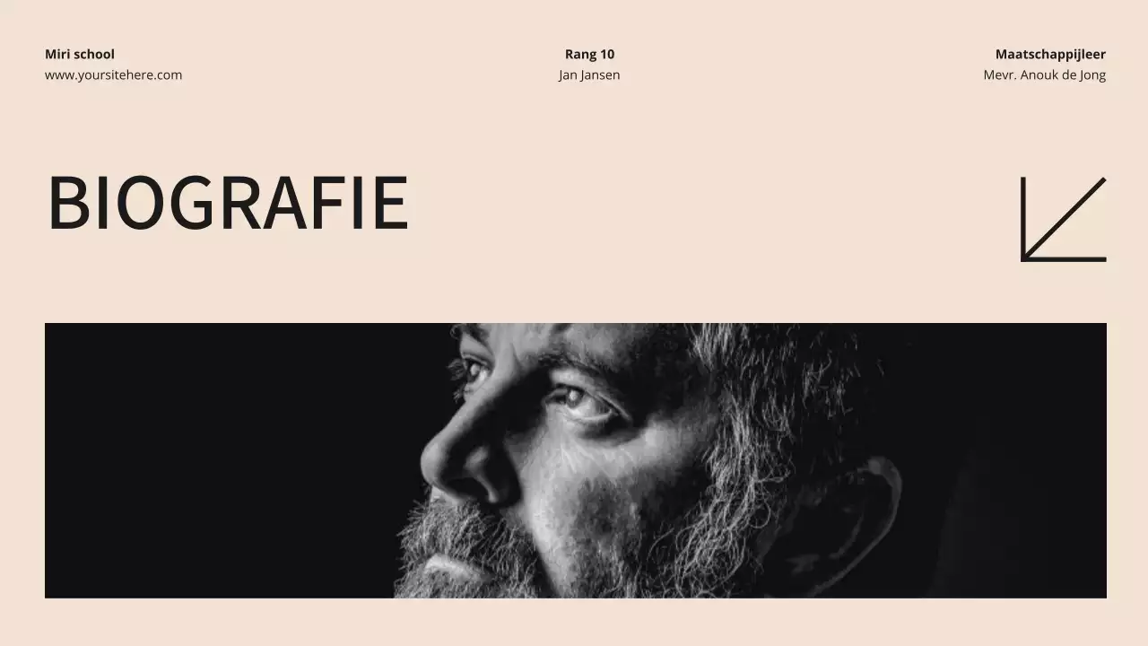 Beige en zwart Moderne biografie Lesmateriaal Introductie Presentatie