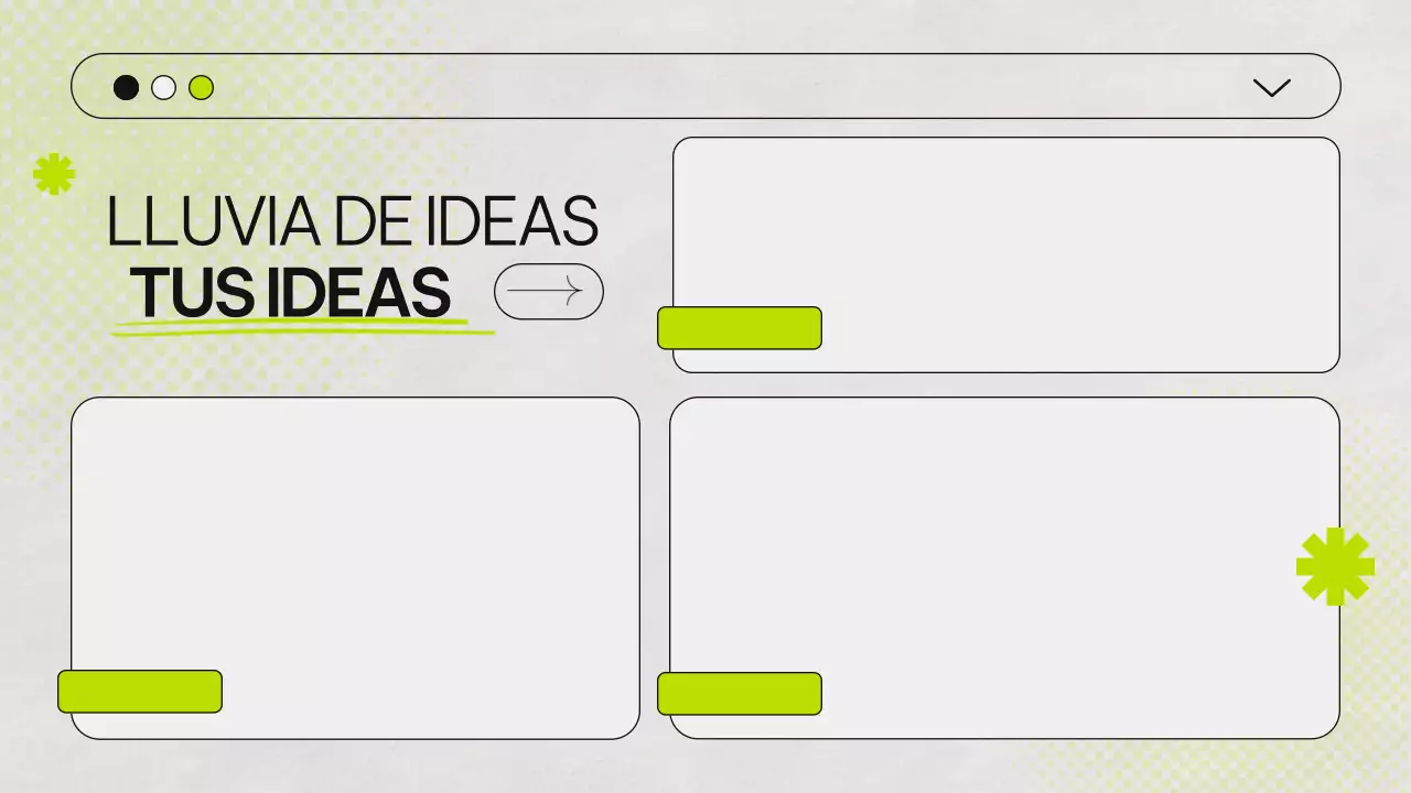 Presentación infográfica de la tormenta de ideas verde y gris