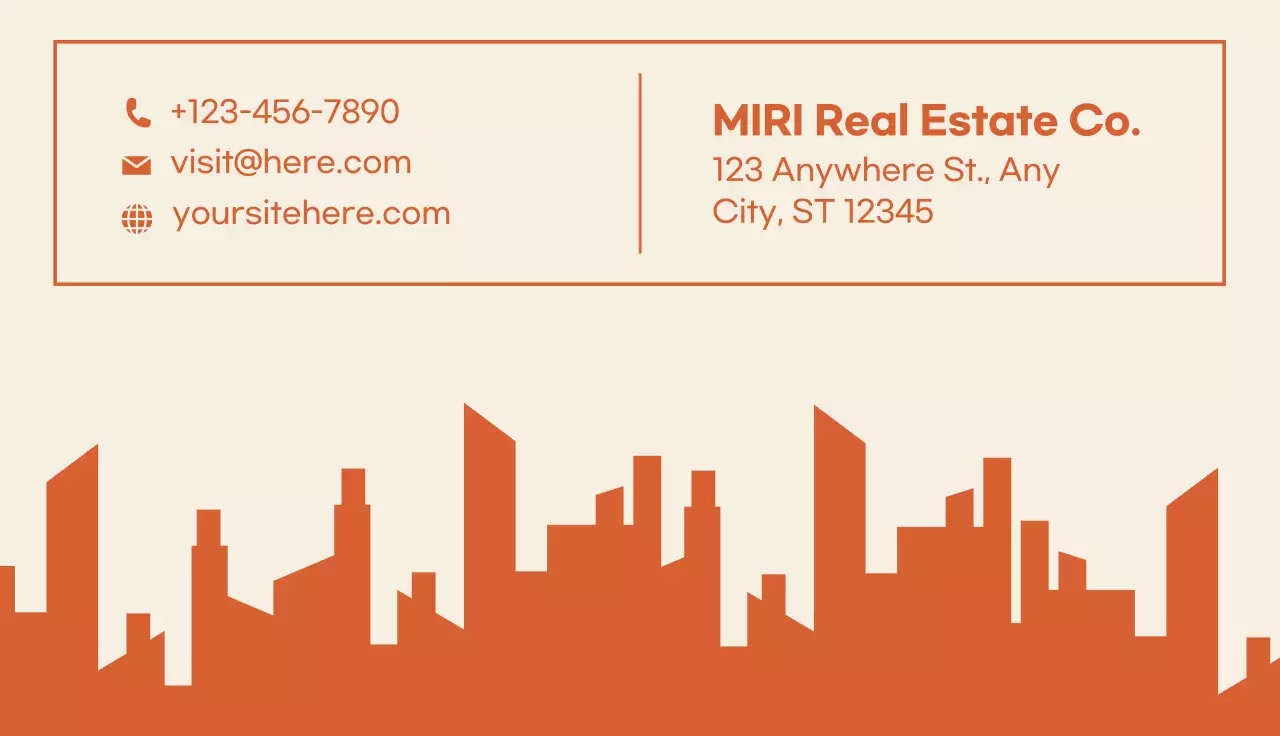 Orange Minimal Real Estate Business Card