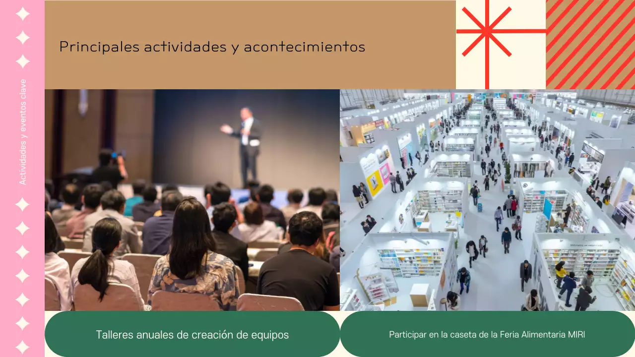 Una bonita presentación rosa de fin de año para la empresa