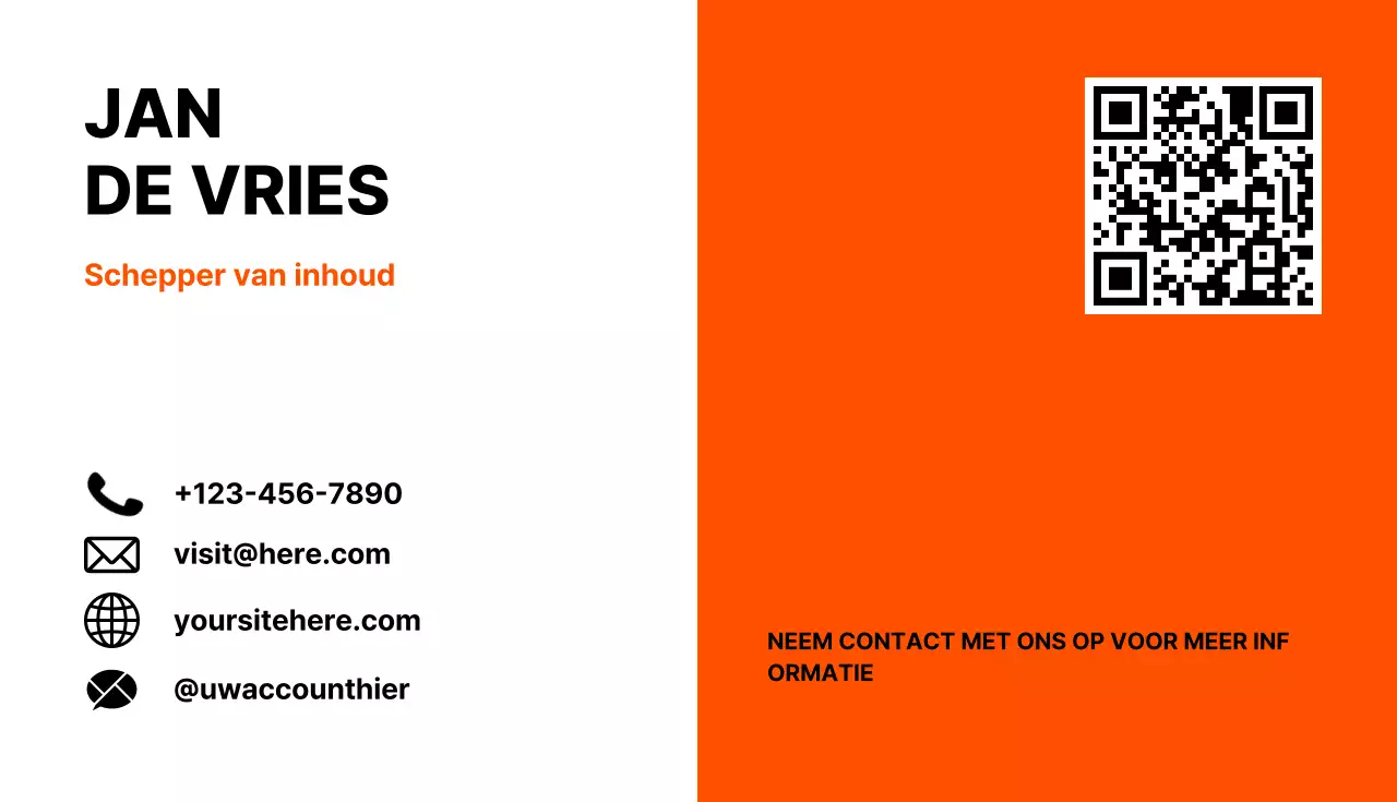 Oranje modern visitekaartje
