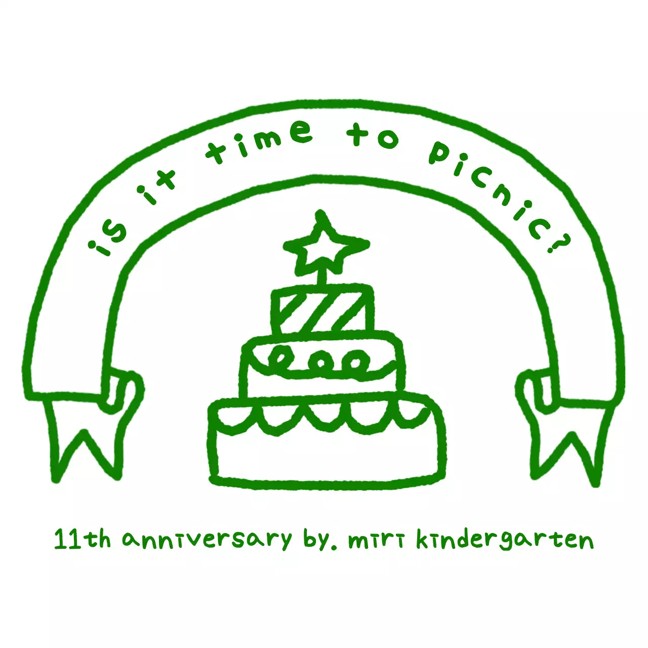 Peringatan taman kanak-kanak yang dilukis dengan tangan yang lucu