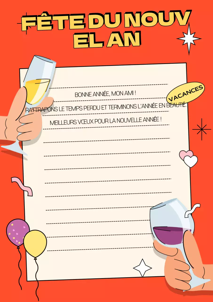 Carte postale du Nouvel An Orange Pop