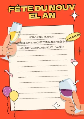 Carte postale du Nouvel An Orange Pop