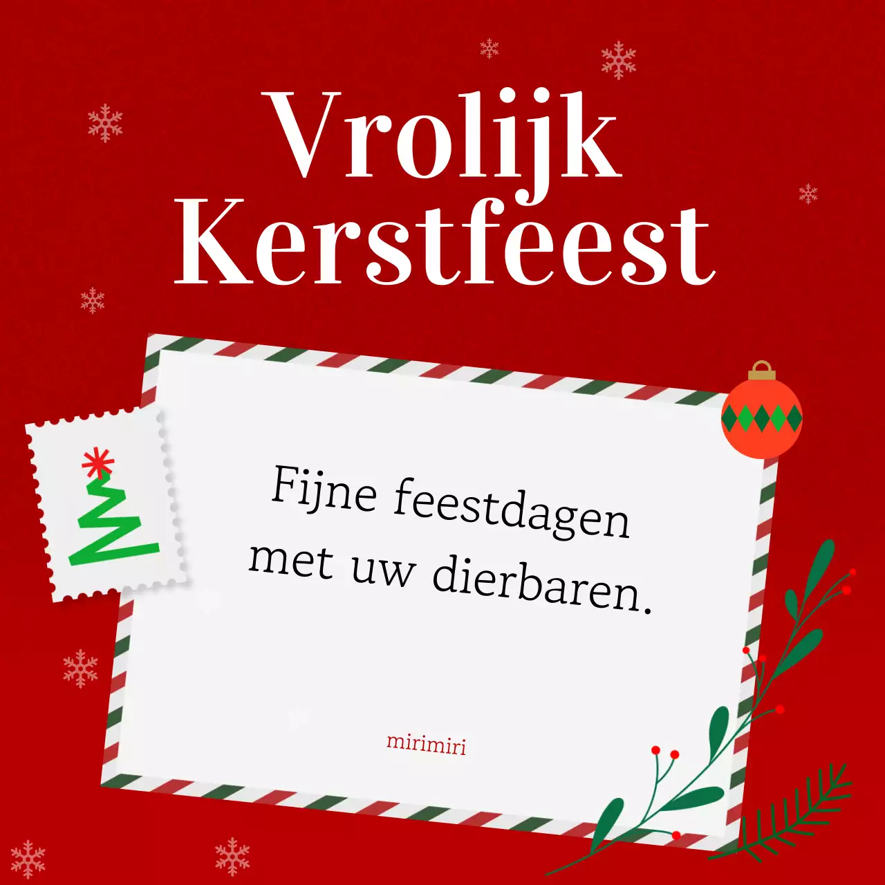 Rode eenvoudige kerstkaart