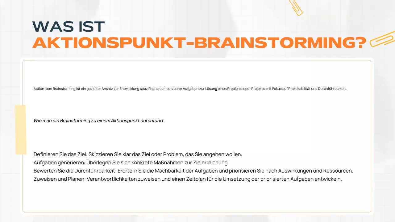 orange modernes Brainstorming-Dokument