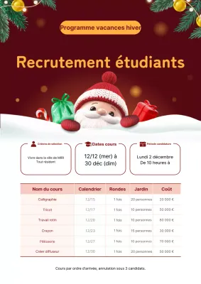 Recrutement pour les vacances d'hiver