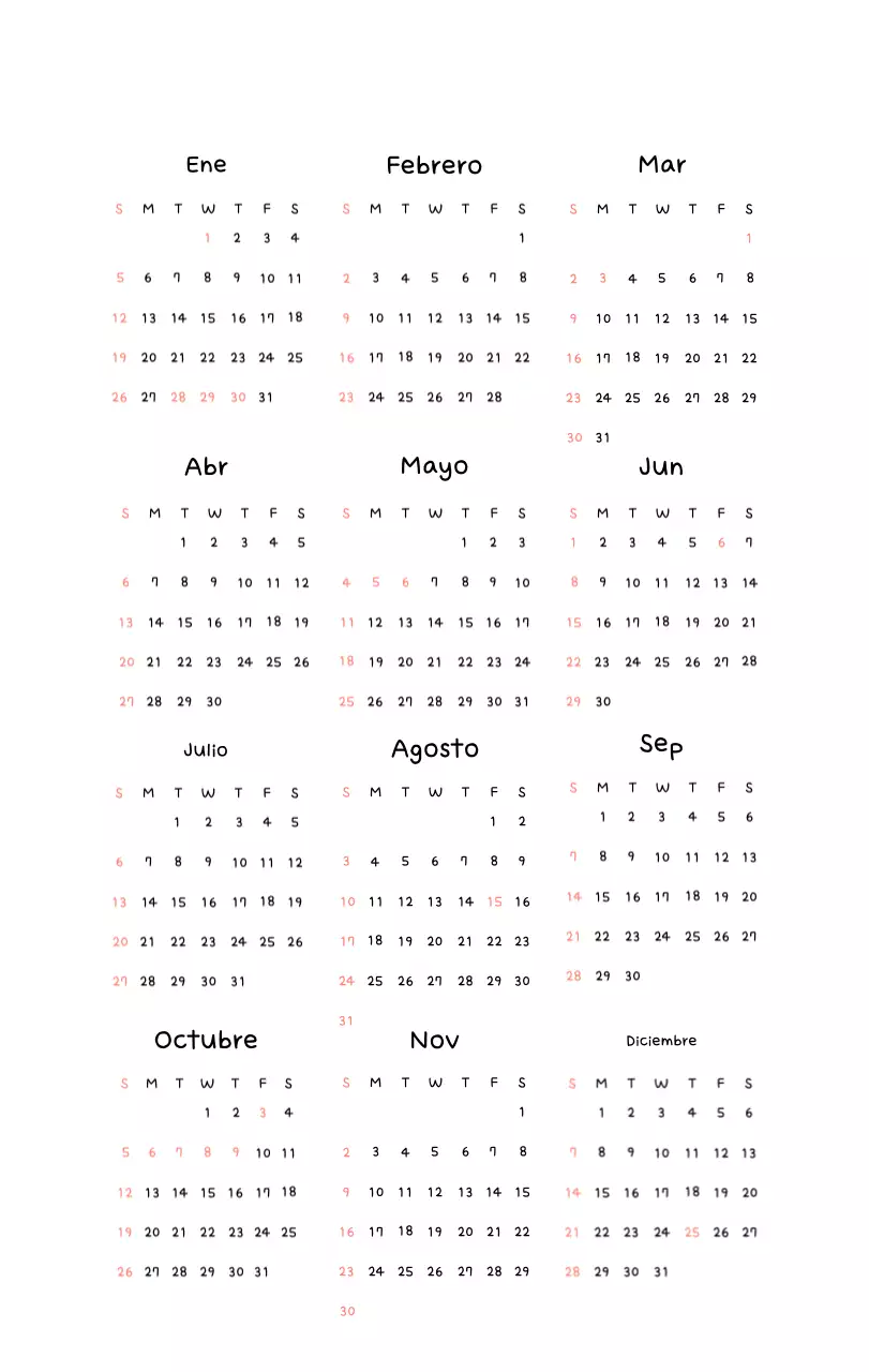 Bonito calendario con fotos de Año Nuevo