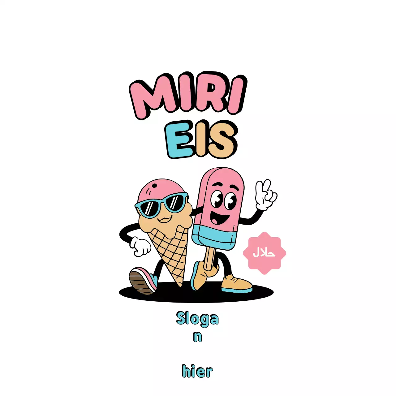 pastellfarbene Comic-Eiscreme-Werbung