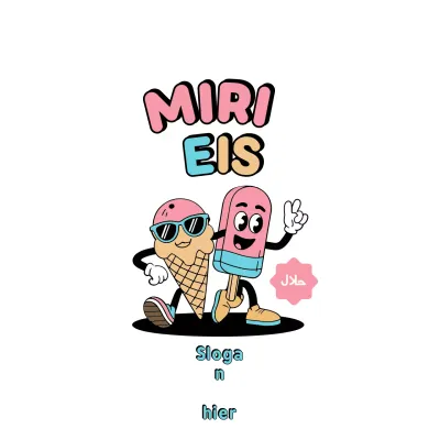 pastellfarbene Comic-Eiscreme-Werbung