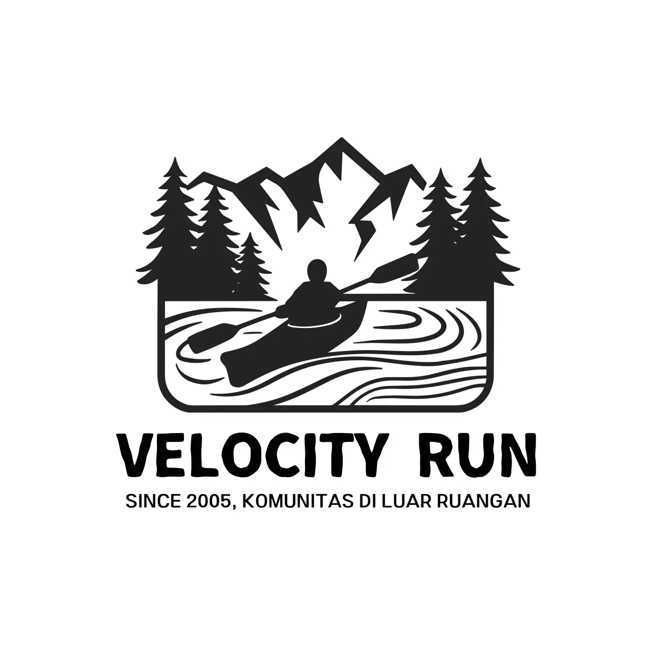 Black Minimal Kayaking Event Announcement Logo