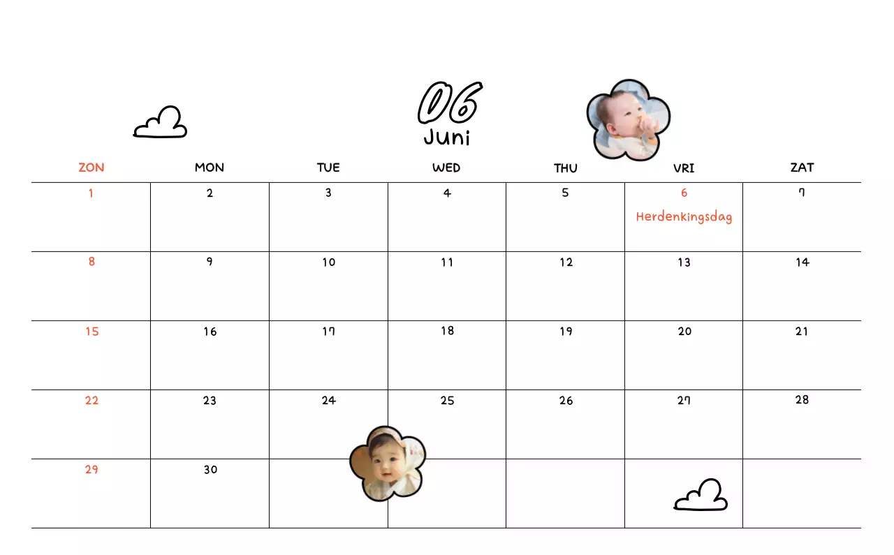Schattige fotokalender