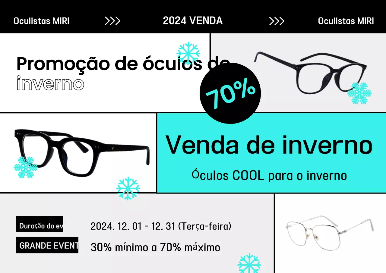 Promoção de inverno de óculos modernos azuis claros