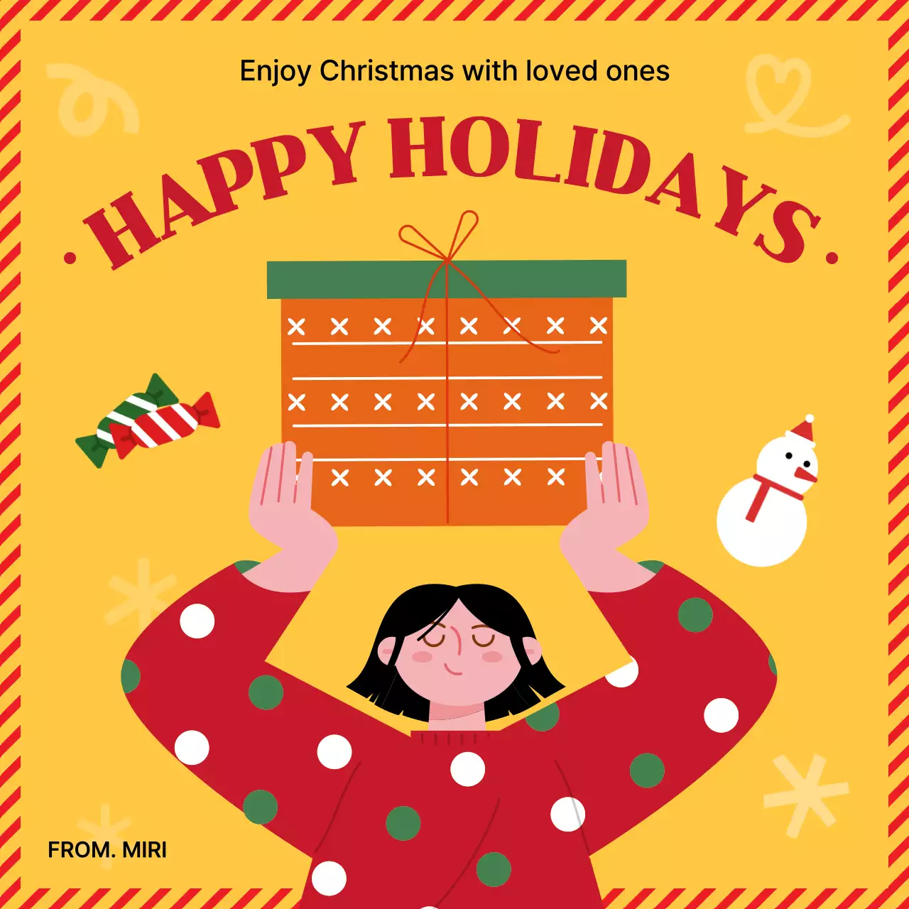 Yellow Festive Holiday Greetings Card Social Media Post