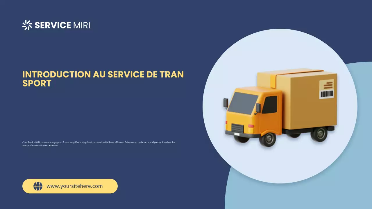 Service de transport moderne bleu et jaune Introduction