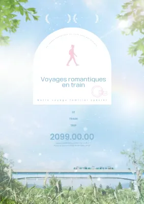 Annonce de voyage simple bleu clair