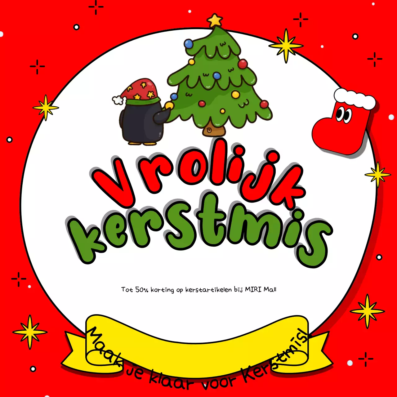 Adverteer je kerstevenement in rood en groen met deze leuke advertentie voor kerstevenementen