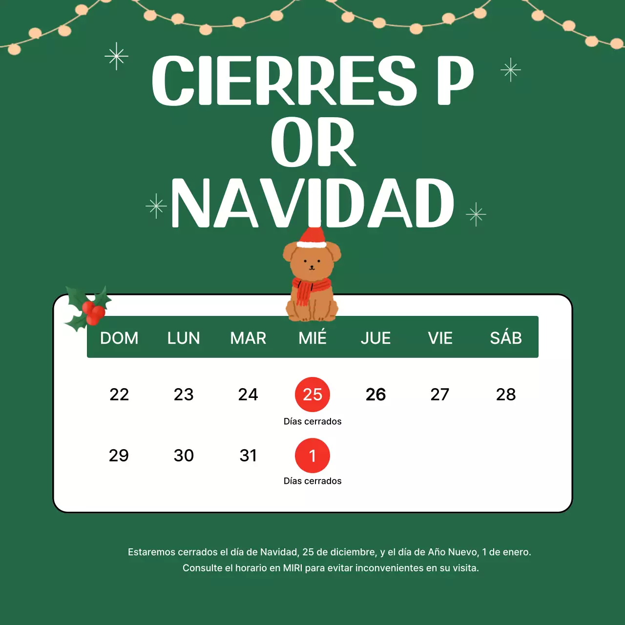 Guía navideña Green Simple