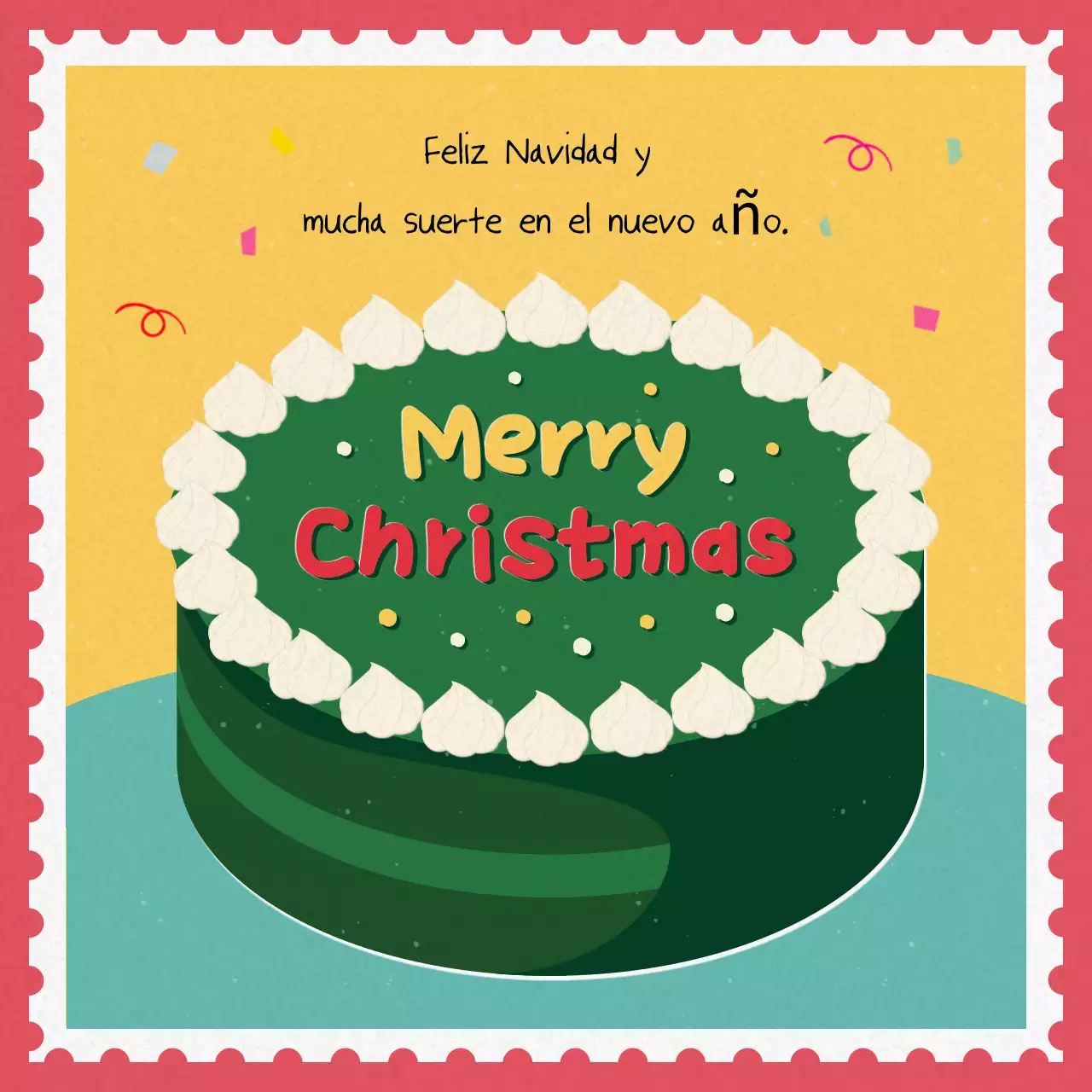 Postal navideña vintage roja