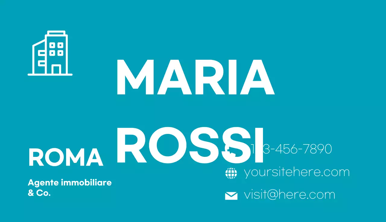 Scheda immobiliare moderna in verde acqua